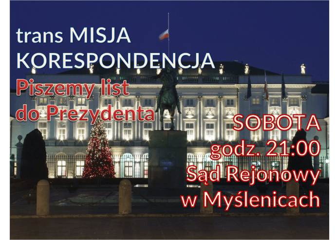 trans MISJA - KORESPONDENCJA. Pikieta pod Sądem w Myślenicach