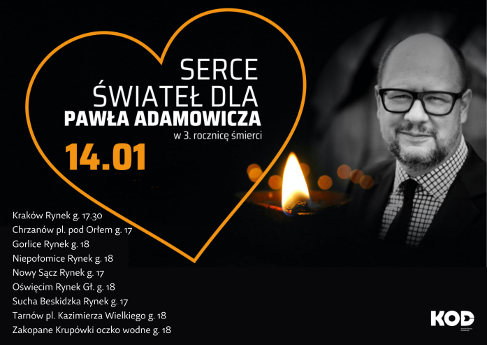 Serce świateł dla Pawła Adamowicza